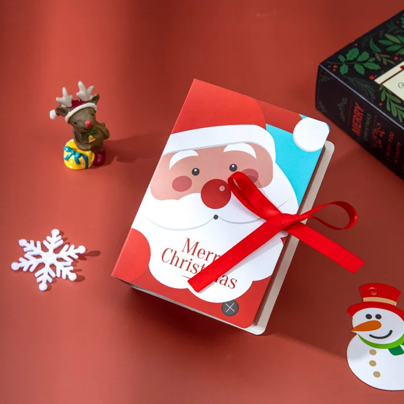 4Pcs Book Shape Merry Christmas Candy Boxes Bags Christmas Santa Claus Gift Box Navidad Natal Noel Party Decoration 2023