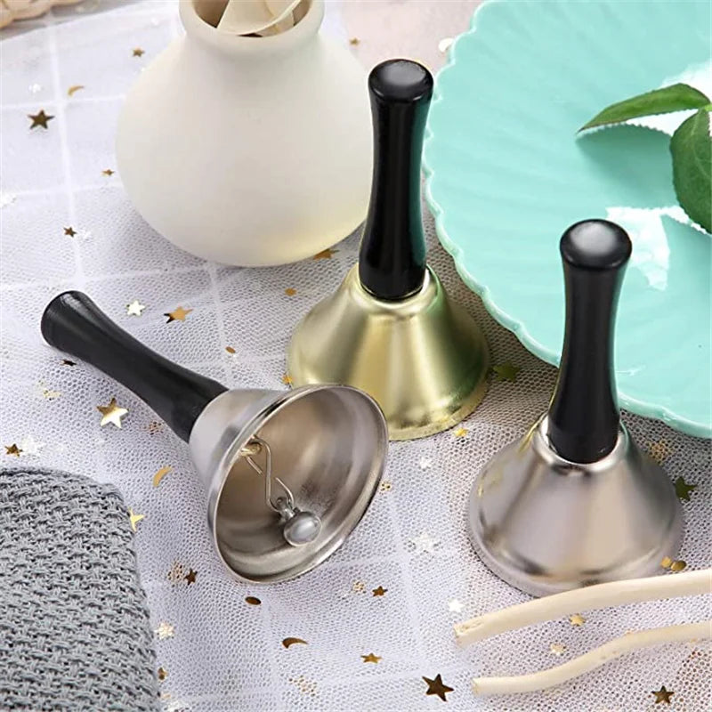 Christmas Hand Bell Santa Claus Jingle Bells  Gold Silver  School Handbell Restaurant Call Bell Service Supplies Xmas Decoration