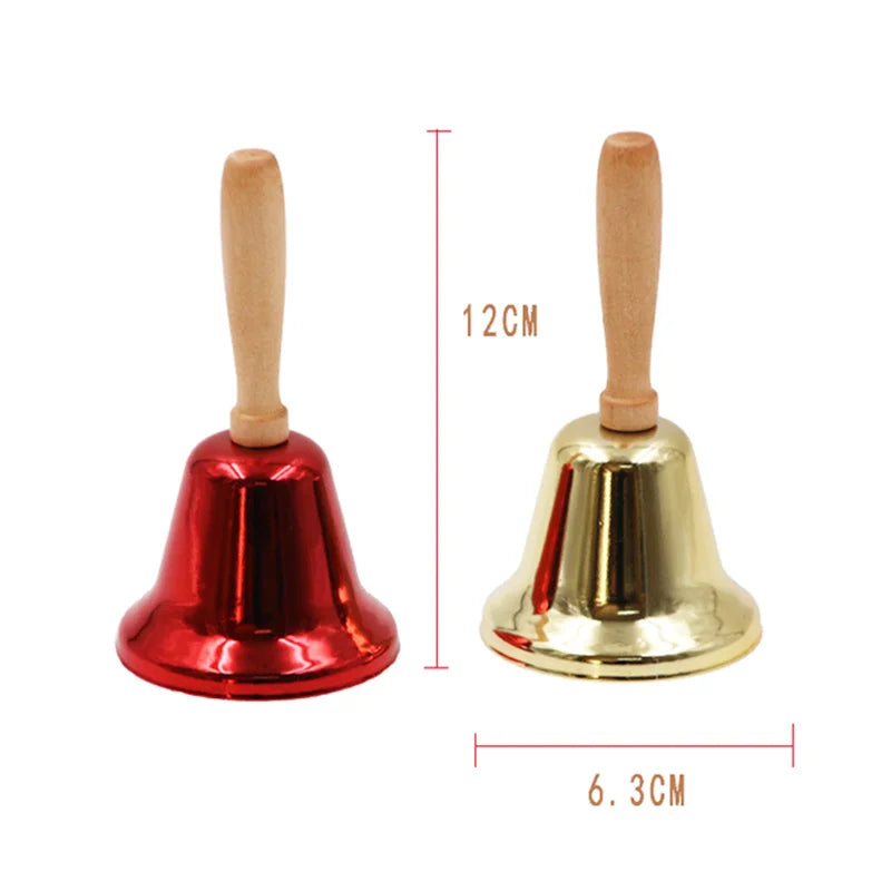 Christmas Hand Bell Santa Claus Jingle Bells  Gold Silver  School Handbell Restaurant Call Bell Service Supplies Xmas Decoration