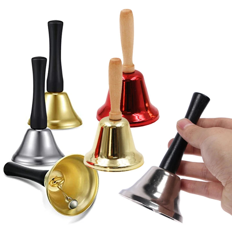 Christmas Hand Bell Santa Claus Jingle Bells  Gold Silver  School Handbell Restaurant Call Bell Service Supplies Xmas Decoration