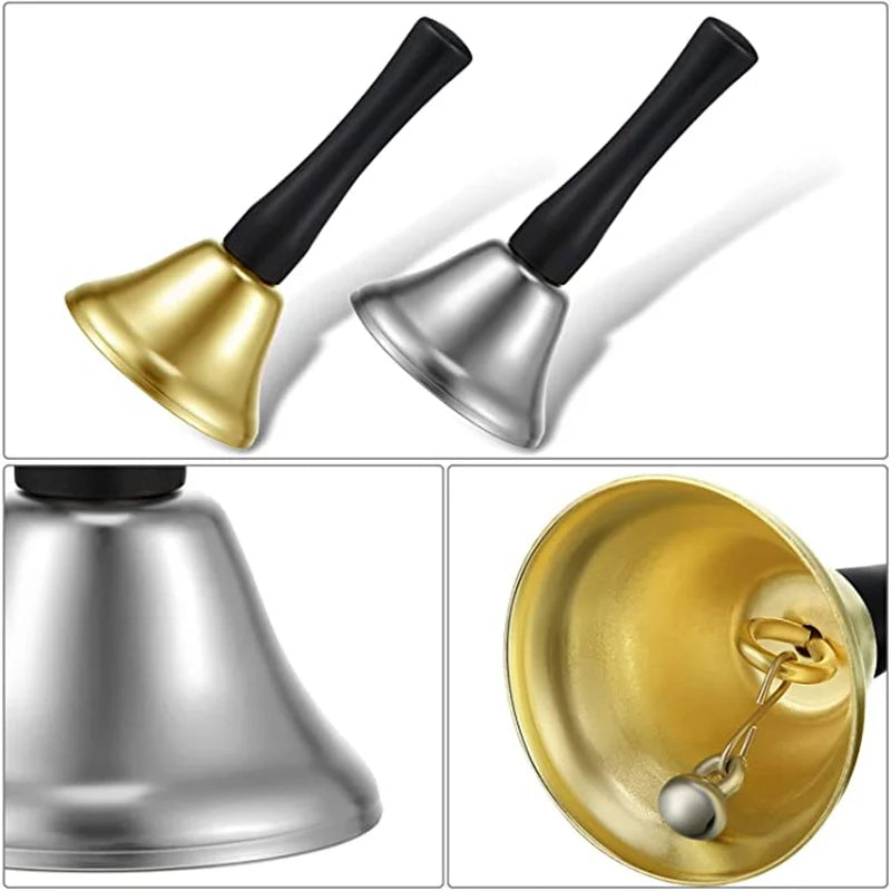 Christmas Hand Bell Santa Claus Jingle Bells  Gold Silver  School Handbell Restaurant Call Bell Service Supplies Xmas Decoration