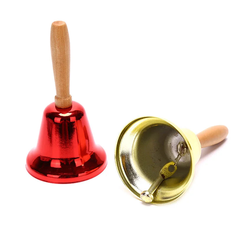 Christmas Hand Bell Santa Claus Jingle Bells  Gold Silver  School Handbell Restaurant Call Bell Service Supplies Xmas Decoration