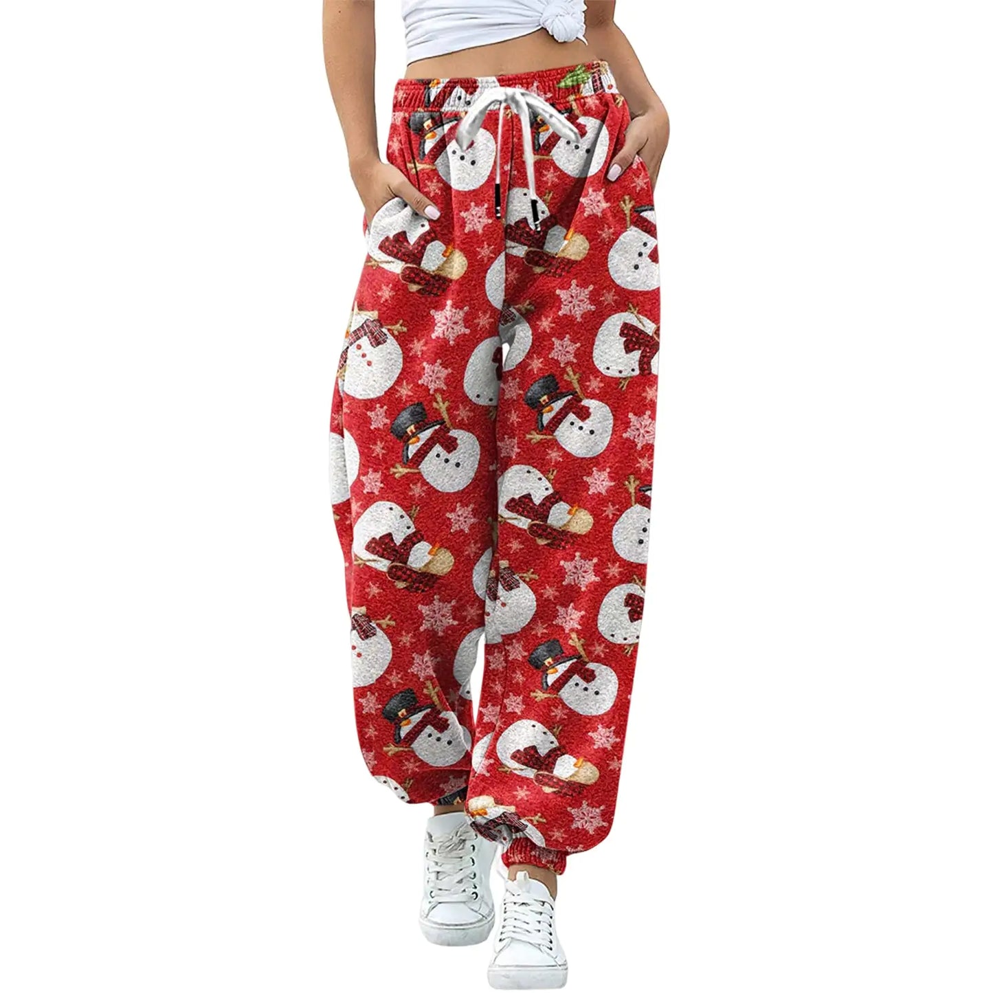 Christmas Print Drawstring Leggings