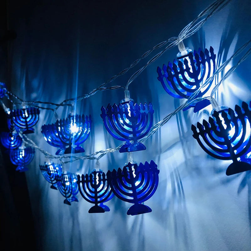 1.65M 10LED Judaism Mogen David Star Lights String Hanukkah Shavuot Jewish the Feast of the Dedication Menorah Party Supplies