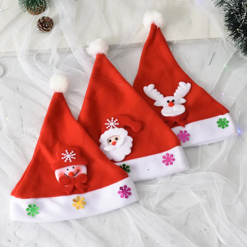 2023 Christmas Hats New Year Santa Claus  Snowman ElK Cap For Kindergarten Home Party Children Adult Xmas Gift Decoration