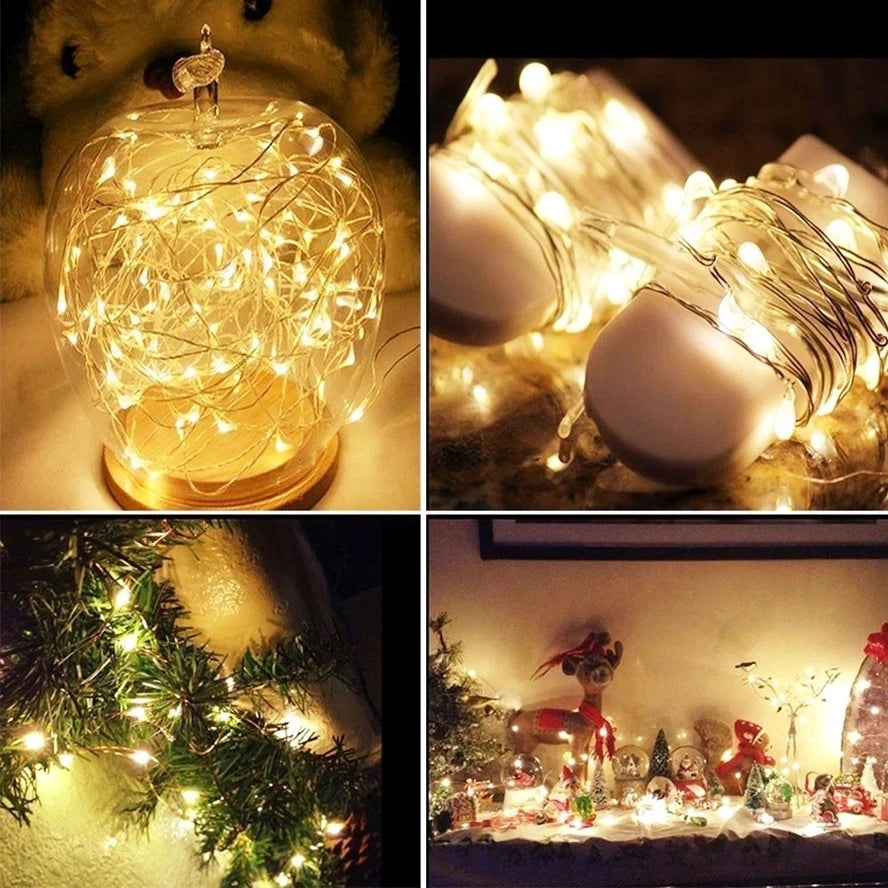 1m/10m/20m LED USB String Lights Copper Silver Wire Garland Light Waterproof Fairy Lights For Christmas Wedding Party Decoration