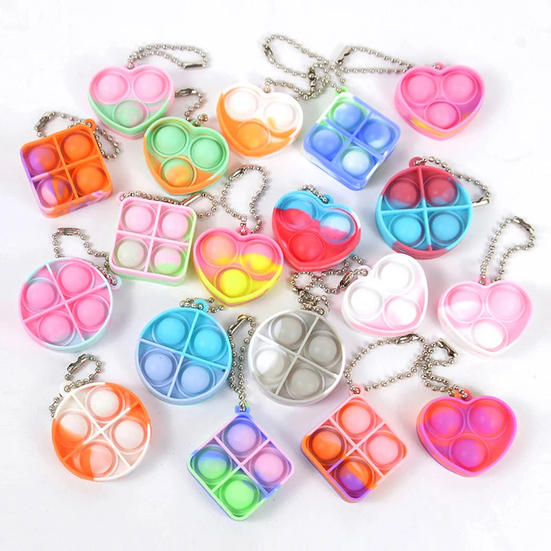 10/20pcs Mini Pop Keychain Toddler Sensory Fidget Toys Bulk Classroom Prizes Kids Birthday Party Favors Wedding Gift for Guests