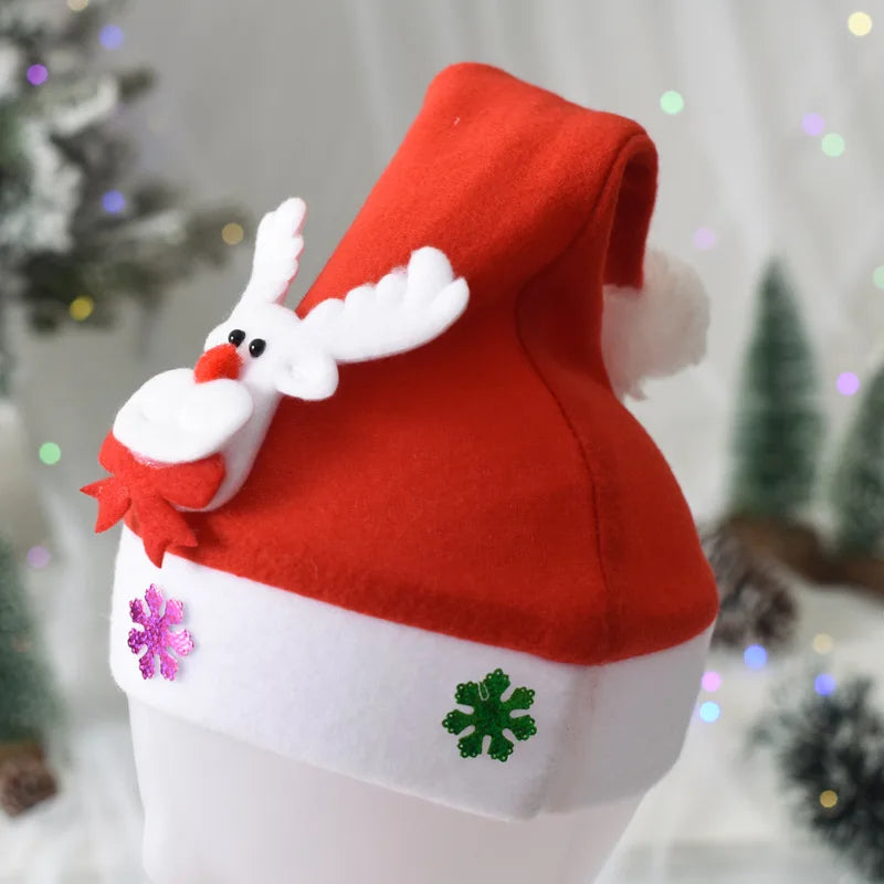 2023 Christmas Hats New Year Santa Claus  Snowman ElK Cap For Kindergarten Home Party Children Adult Xmas Gift Decoration