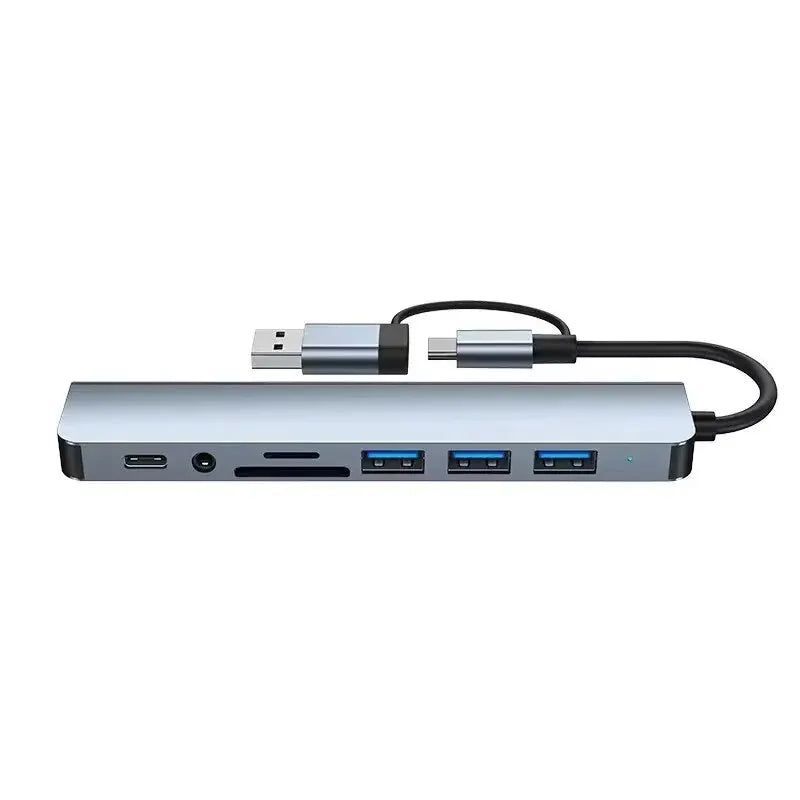 8 In 2 USB HUB With Splitter Card Reader, USB C Port, USB 3.0 / 2.0, SD/TF Splitter Card Reader, Docking Station