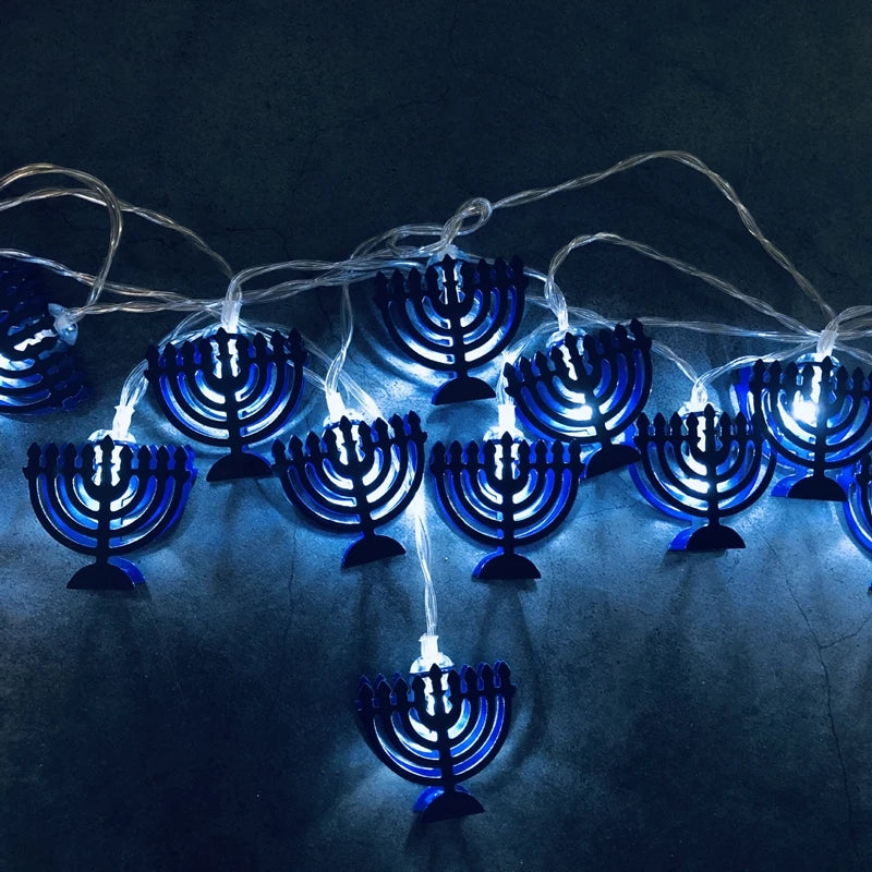 1.65M 10LED Judaism Mogen David Star Lights String Hanukkah Shavuot Jewish the Feast of the Dedication Menorah Party Supplies