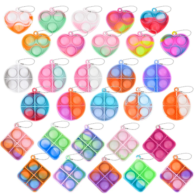 10/20pcs Mini Pop Keychain Toddler Sensory Fidget Toys Bulk Classroom Prizes Kids Birthday Party Favors Wedding Gift for Guests