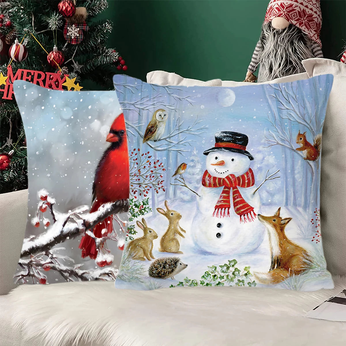 Santa Claus Christmas Cushion Cover Merry Christmas Decor for Home 2024 Cristmas Ornaments Navidad Xmas Gifts New Year 2025