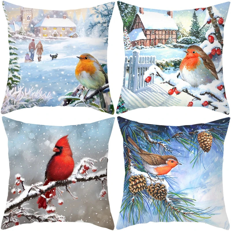 Santa Claus Christmas Cushion Cover Merry Christmas Decor for Home 2024 Cristmas Ornaments Navidad Xmas Gifts New Year 2025