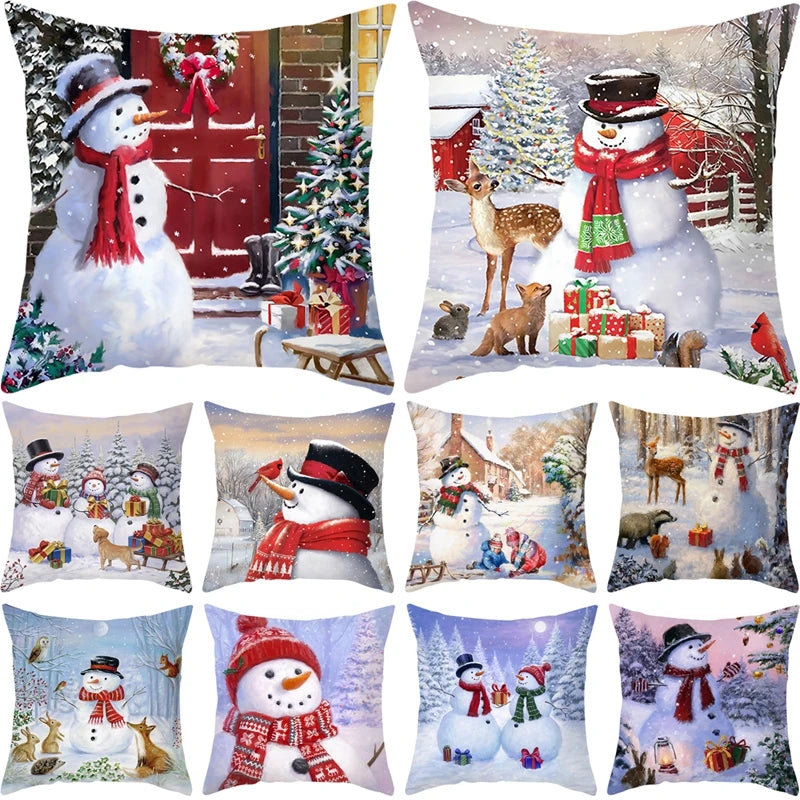 Santa Claus Christmas Cushion Cover Merry Christmas Decor for Home 2024 Cristmas Ornaments Navidad Xmas Gifts New Year 2025