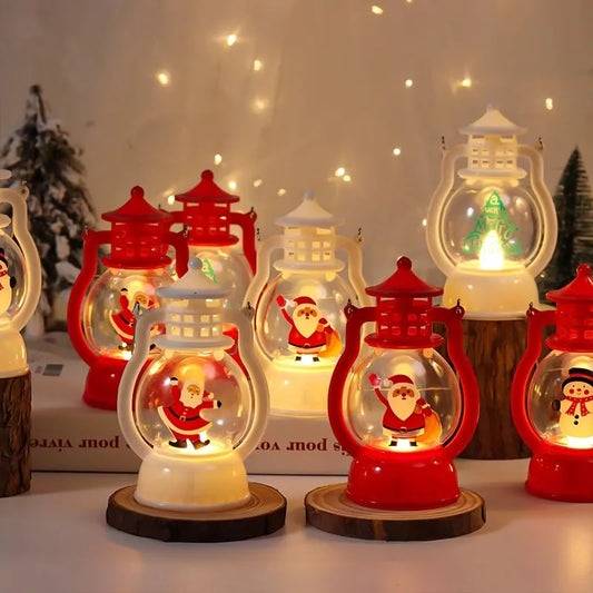 Retro Candle Holders Flameless Christmas Glowing Candlesticks Home Vintage Decor Table Lantern New Year Desktop Ornaments