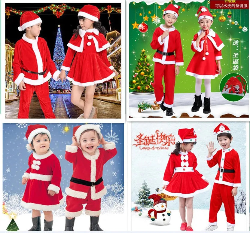 Christmas Baby Clothes Kids Santa Claus Cosplay Costume Boys Long Sleeve Clothes Toddler Girls Dress Cute Infant Winter Outwear