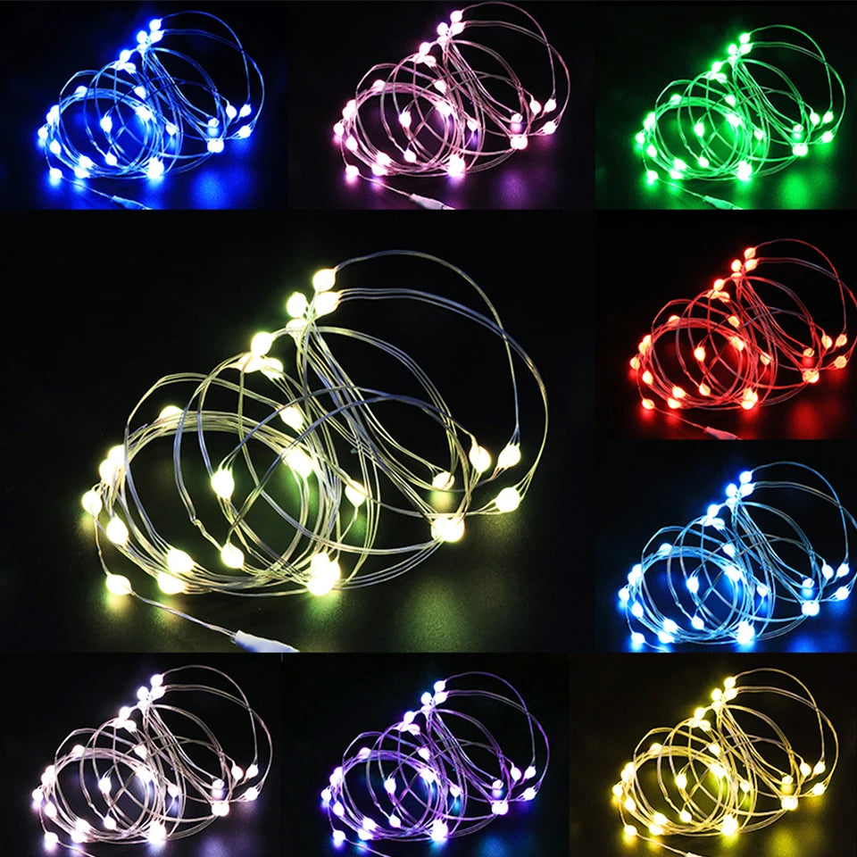 1m/10m/20m LED USB String Lights Copper Silver Wire Garland Light Waterproof Fairy Lights For Christmas Wedding Party Decoration