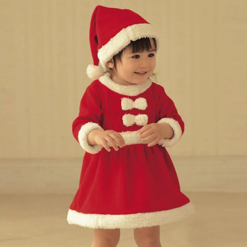 Christmas Baby Clothes Kids Santa Claus Cosplay Costume Boys Long Sleeve Clothes Toddler Girls Dress Cute Infant Winter Outwear