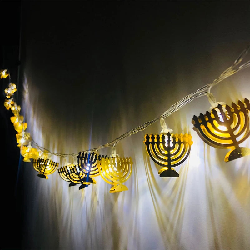 1.65M 10LED Judaism Mogen David Star Lights String Hanukkah Shavuot Jewish the Feast of the Dedication Menorah Party Supplies