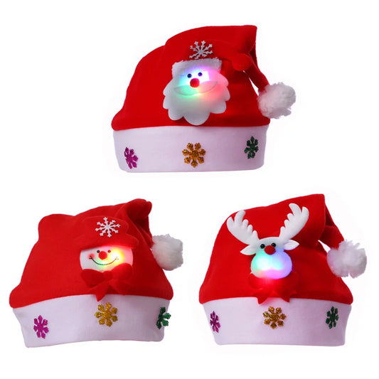 2023 Christmas Hats New Year Santa Claus  Snowman ElK Cap For Kindergarten Home Party Children Adult Xmas Gift Decoration