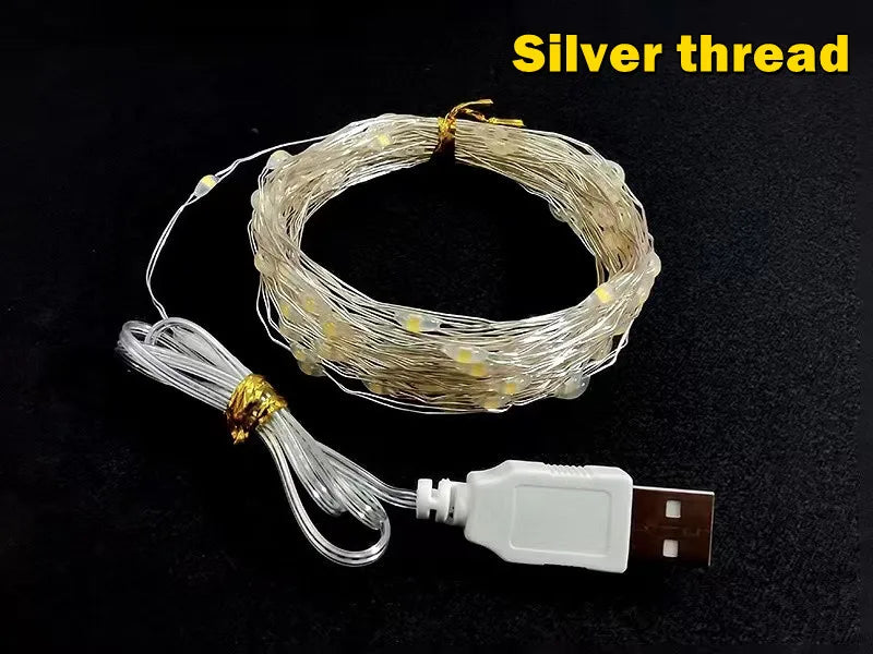 1m/10m/20m LED USB String Lights Copper Silver Wire Garland Light Waterproof Fairy Lights For Christmas Wedding Party Decoration