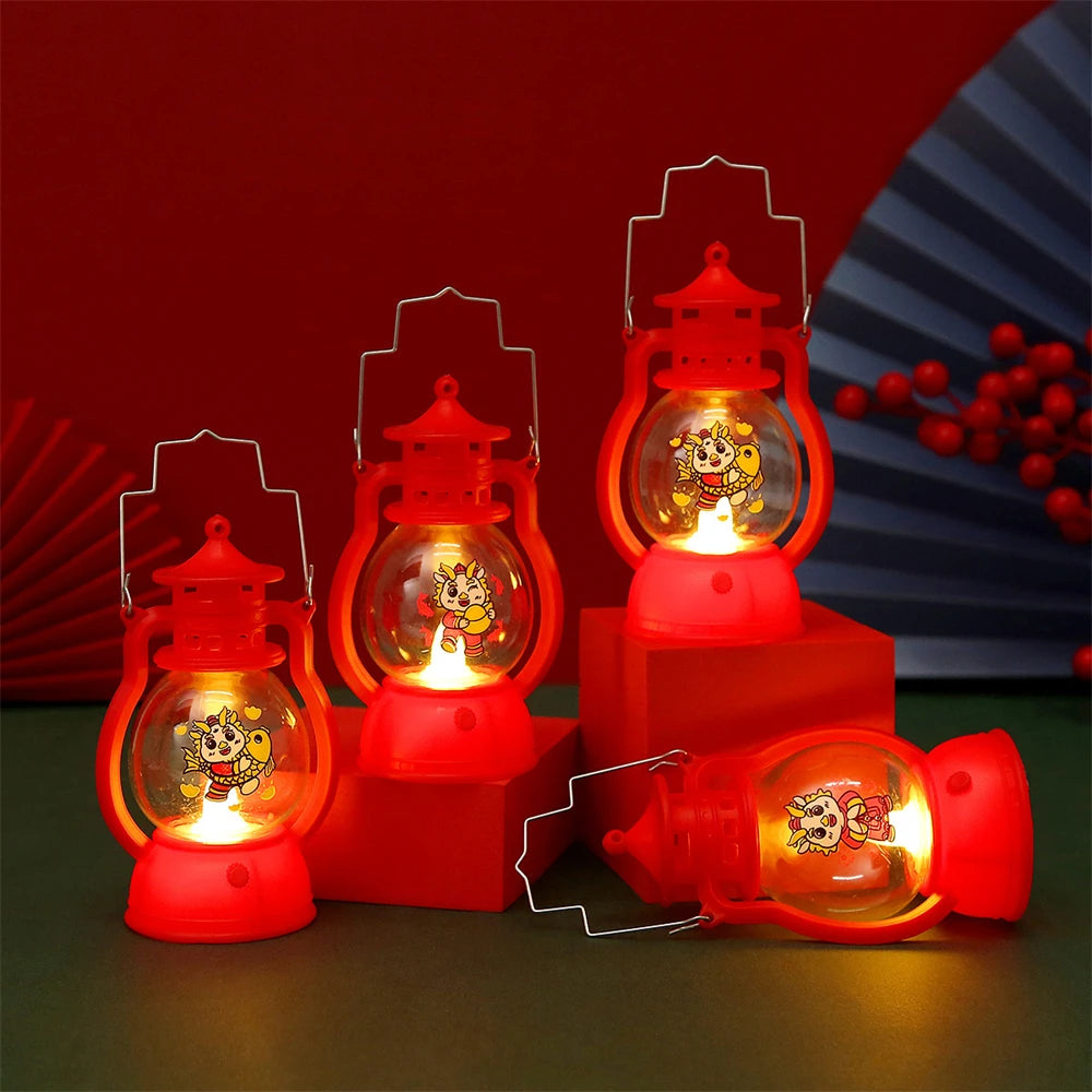 1/2/3PCS New Year Gift Hand-colored Lantern Lantern Festival Year Of The Dragon Lighting Cartoon Portable Lamp