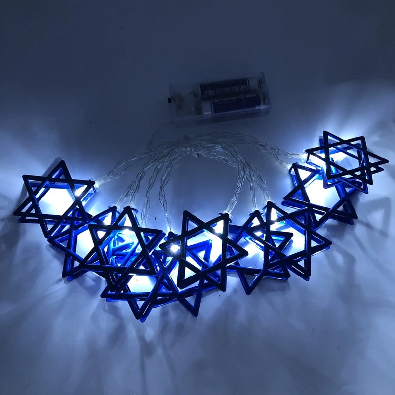 1.65M 10LED Judaism Mogen David Star Lights String Hanukkah Shavuot Jewish the Feast of the Dedication Menorah Party Supplies