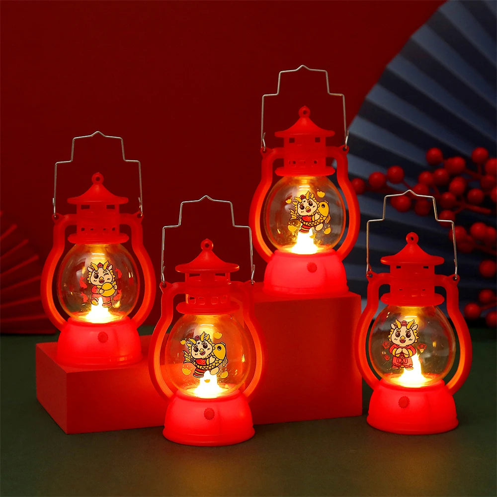 1/2/3PCS New Year Gift Hand-colored Lantern Lantern Festival Year Of The Dragon Lighting Cartoon Portable Lamp