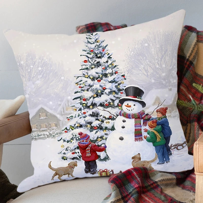 Santa Claus Christmas Cushion Cover Merry Christmas Decor for Home 2024 Cristmas Ornaments Navidad Xmas Gifts New Year 2025