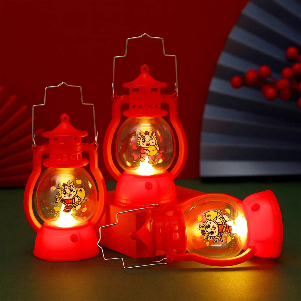 1/2/3PCS New Year Gift Hand-colored Lantern Lantern Festival Year Of The Dragon Lighting Cartoon Portable Lamp